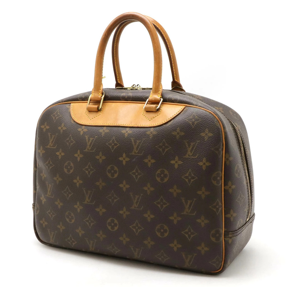 Louis Vuitton Monogram Deauville Handbag Travel Boston Bowling Bag Vanity Brown